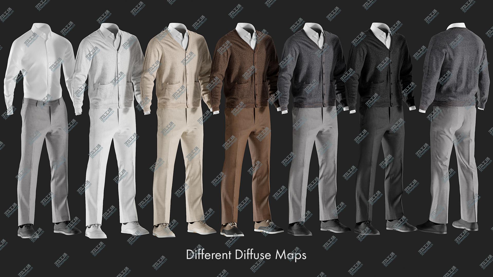 images/goods_img/202105073/Men's Pants with Waistcoat, Shirt and shoes 3 3D model/3.jpg